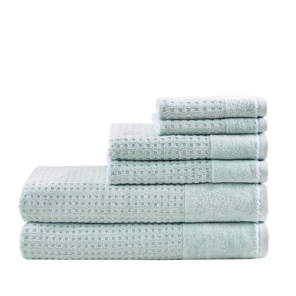 English Elm Cotton Waffle Jacquard Antimicrobial Towel Set 6-Piece – 600gsm Soft Quick-Dry OEKO-TEX Certified Seafoam 14.17 L x 9.84 W x 6.3 H B03598761
