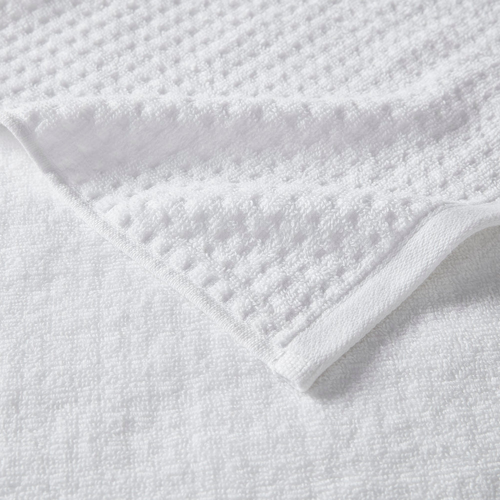 English Elm Cotton Waffle Jacquard Antimicrobial Bath Towel Set 6-Piece – 600gsm Quick-Dry, OEKO-TEX Certified Freshness B03598765