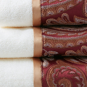 English Elm 6 Piece Madison Park Aubrey Jacquard Towel Set – 100% Cotton, OEKO-TEX, Soft Burgundy & Taupe, 550gsm Luxury B03598772