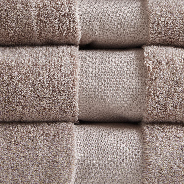 English Elm Cotton Madison Park Turkish 6-Piece Bath Towel Set – Oversized 600GSM Plush Dobby Border Luxury taupe 14.96 L x 10.63 W x 9 H B03599323