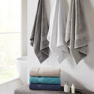 English Elm 100% Cotton Madison Park Signature 800GSM 2PC Bath Sheet Set - 34x68 Soft, Absorbent, Antimicrobial SILVADUR™ Protection B03599339