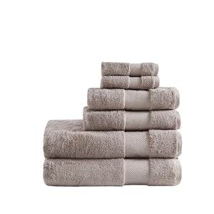 English Elm Cotton Madison Park Turkish 6-Piece Bath Towel Set – Oversized 600GSM Plush Dobby Border Luxury taupe 14.96 L x 10.63 W x 9 H B03599323