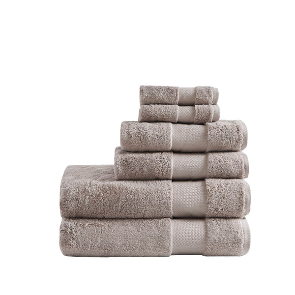 English Elm Cotton Madison Park Turkish 6-Piece Bath Towel Set – Oversized 600GSM Plush Dobby Border Luxury taupe 14.96 L x 10.63 W x 9 H B03599323