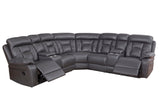 English Elm Faux Leather Reclining Sofa Grey