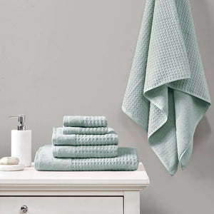 English Elm Cotton Waffle Jacquard Antimicrobial Towel Set 6-Piece – 600gsm Soft Quick-Dry OEKO-TEX Certified Seafoam 14.17 L x 9.84 W x 6.3 H B03598761