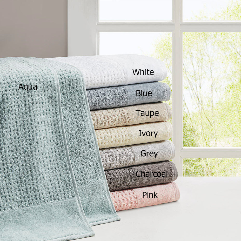 English Elm Cotton Waffle Jacquard Antimicrobial Towel Set 6-Piece – 600gsm Soft Quick-Dry OEKO-TEX Certified Grey 14.17 L x 9.84 W x 6.3 H B03598764
