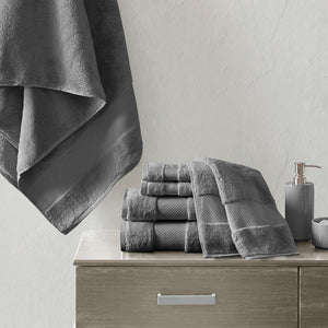 English Elm Cotton Madison Park Turkish 6-Piece Bath Towel Set — Oversized 600gsm Plush Towels, Oeko-Tex Certified Spa Luxury Charcoal 14.96 L x 10.63 W x 9 H B03599348
