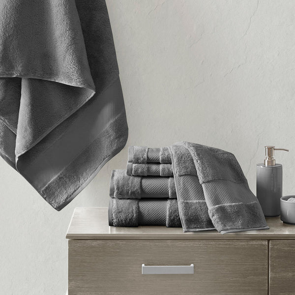 English Elm Cotton Madison Park Turkish 6-Piece Bath Towel Set — Oversized 600gsm Plush Towels, Oeko-Tex Certified Spa Luxury Charcoal 14.96 L x 10.63 W x 9 H B03599348
