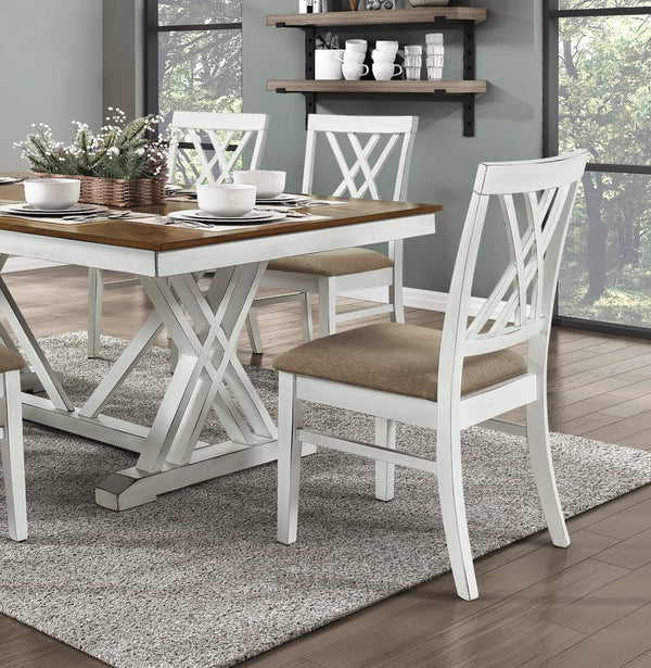 English Elm Modern 5-Piece Dining Set With Expandable Table & Upholstered Chairs - Farmhouse Style Furniture B011S00332