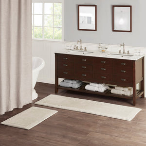 English Elm 100% Cotton Tufted Bath Runner Rug Heavyweight Reversible Spa Grade Plush Pile Natural B03599298
