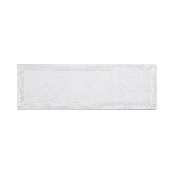 English Elm 100% Cotton Tufted Bath Runner Rug Heavyweight Reversible Spa Grade Plush Pile White B03599296