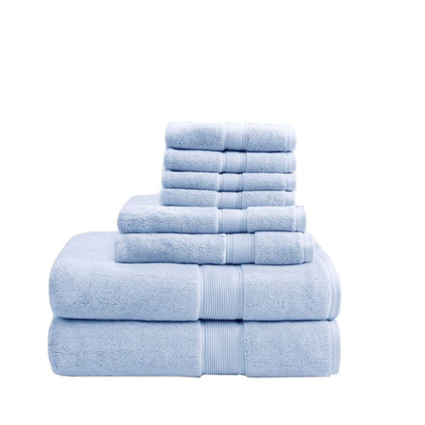 English Elm 100% Cotton Madison Park Signature 8PC 800GSM Antimicrobial Towel Set – Ultra Soft, Absorbent, OEKO-TEX Certified Light Blue 14.17 L x 10.63 W x 8.27 H B03599319