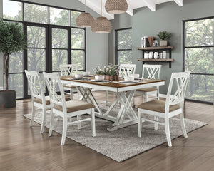 English Elm Modern Brunson White and Oak Dining Table with Self-Storing Butterfly Leaf Rustic Farmhouse Charm B011S00329