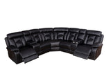 English Elm Manual Reclining Sofa Faux Leather Sofa Set Black