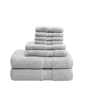 English Elm 100% Cotton 8PC Antimicrobial Towel Set — Madison Park Signature 800GSM Luxury, Ultra Absorbent, OEKO-TEX Silver 14.17 L x 10.63 W x 8.27 H B03599312