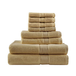 English Elm 100% Cotton Madison Park Signature 800GSM 8-Piece Towel Set - Luxurious, Ultra Absorbent, Antimicrobial Protection Beige 14.17 L x 10.63 W x 8.27 H B03599334