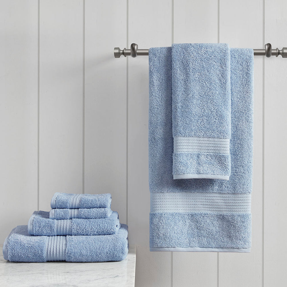 English Elm 6 Piece Organic Cotton Towel Set - 650gsm GOTS & OEKO-TEX Certified, Ultra-Soft Absorbent Bath Towels B03598767