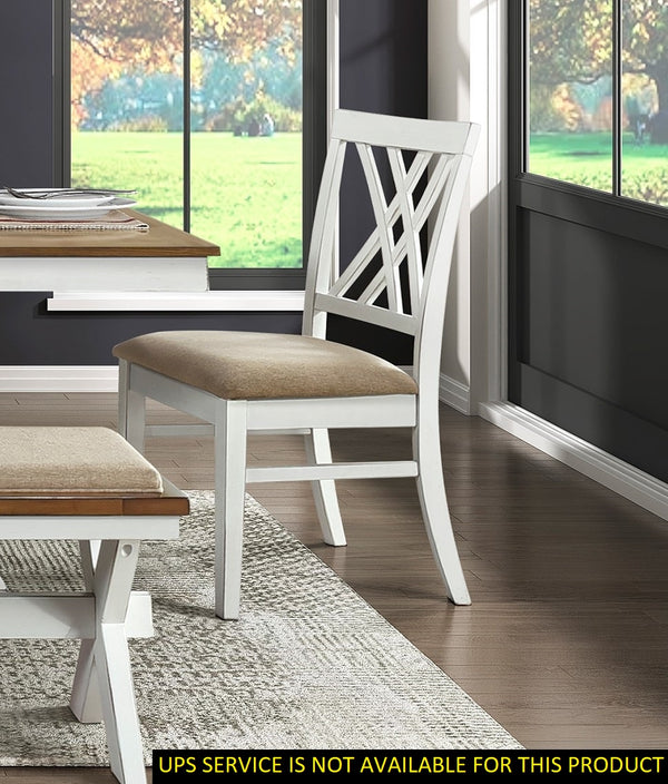 English Elm Modern Brunson Collection farmhouse bench with oak finish and neutral fabric seat for casual dining comfort White 39.5 L x 12 W x 20 H B011102651