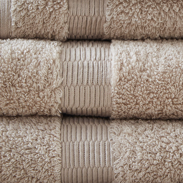 English Elm 100% Egyptian Cotton 6 Piece Towel Set – Luxor 650gsm Plush, OEKO-TEX Made in Green, Ultra-Soft Spa Quality Sand 13.25 L x 10.5 W x 7.25 H B03599336