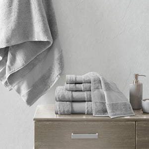 English Elm Cotton Madison Park Turkish 6-Piece Bath Towel Set – Oversized 600GSM Plush Dobby Border Luxury Grey 14.96 L x 10.63 W x 9 H B03599322