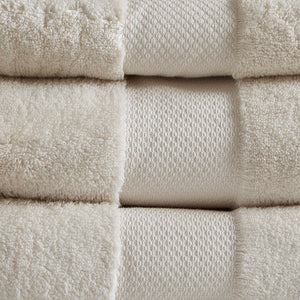 English Elm Cotton 600 Gsm Low-twist Six Piece Spa Bath Towel Set with Dobby Border B03599324