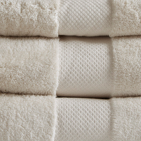 English Elm Cotton 600 Gsm Low-twist Six Piece Spa Bath Towel Set with Dobby Border B03599324