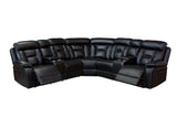 English Elm Manual Reclining Sofa Faux Leather Sofa Set Black