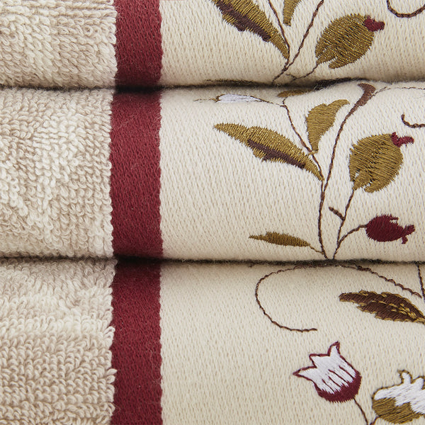 English Elm Embroidered Madison Park Serene Cotton Jacquard 6-Piece Towel Set, OEKO-TEX 550gsm Soft Absorbent Luxury Decor B03598751