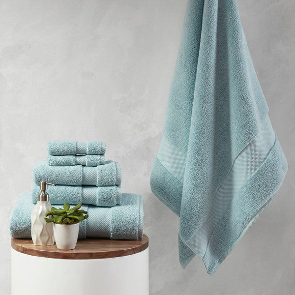 English Elm 1000gsm Madison Park Signature Splendor 6-Piece 100% Cotton Towel Set – Ultra Plush, Absorbent, Spa Quality Blue 15.25 L x 11 W x 11.25 H B03599342