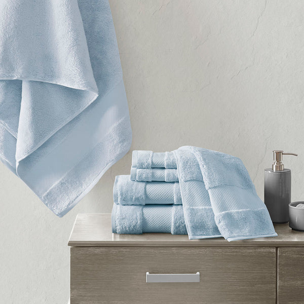 English Elm Cotton Madison Park Turkish 6-Piece Bath Towel Set — Oversized 600gsm Plush Towels, Oeko-Tex Certified Spa Luxury Light Blue 14.96 L x 10.63 W x 9 H B03599349