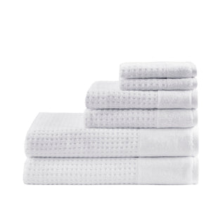 English Elm Cotton Waffle Jacquard Antimicrobial Bath Towel Set 6-Piece – 600gsm Quick-Dry, OEKO-TEX Certified Freshness B03598765
