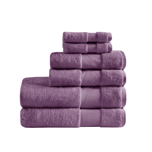 English Elm Cotton Turkish Bath Towel Set 6 Piece - Oversized 600gsm Plush Low-Twist Yarn, Oeko-Tex Luxury Spa Feel Purple 14.96 L x 10.63 W x 9 H B03599353