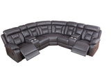 English Elm Faux Leather Reclining Sofa Grey