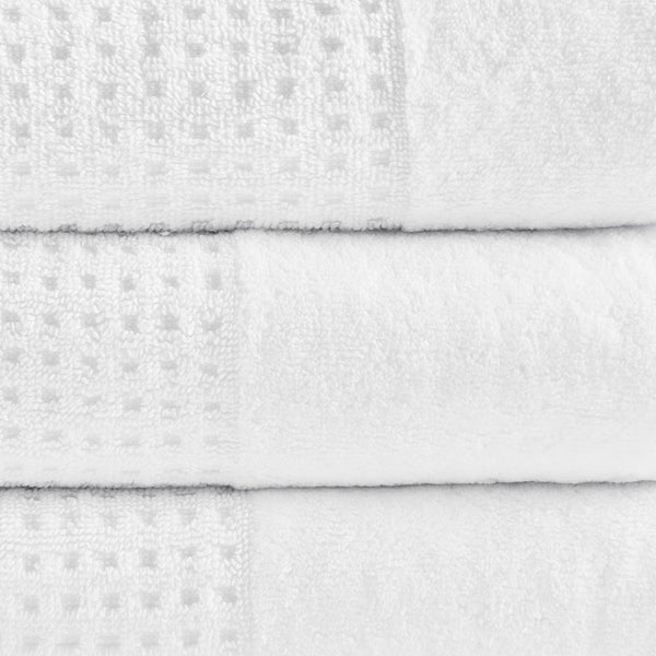 English Elm Cotton Waffle Jacquard Antimicrobial Bath Towel Set 6-Piece – 600gsm Quick-Dry, OEKO-TEX Certified Freshness B03598765