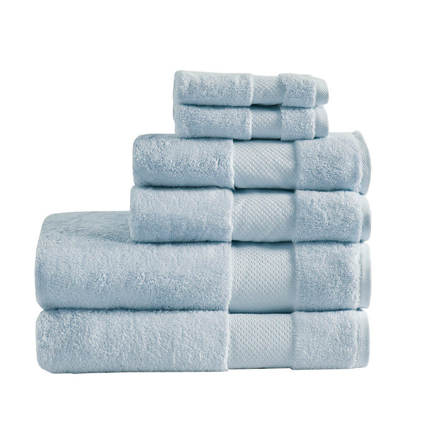English Elm Cotton Madison Park Turkish 6-Piece Bath Towel Set — Oversized 600gsm Plush Towels, Oeko-Tex Certified Spa Luxury Light Blue 14.96 L x 10.63 W x 9 H B03599349