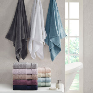 English Elm Cotton 600 Gsm Low-twist Six Piece Spa Bath Towel Set with Dobby Border B03599324