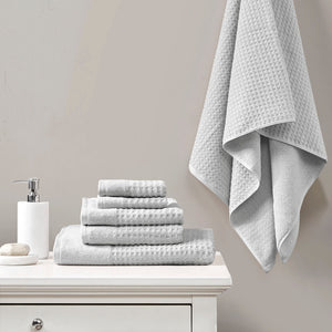 English Elm Cotton Waffle Jacquard Antimicrobial Towel Set 6-Piece – 600gsm Soft Quick-Dry OEKO-TEX Certified Grey 14.17 L x 9.84 W x 6.3 H B03598764