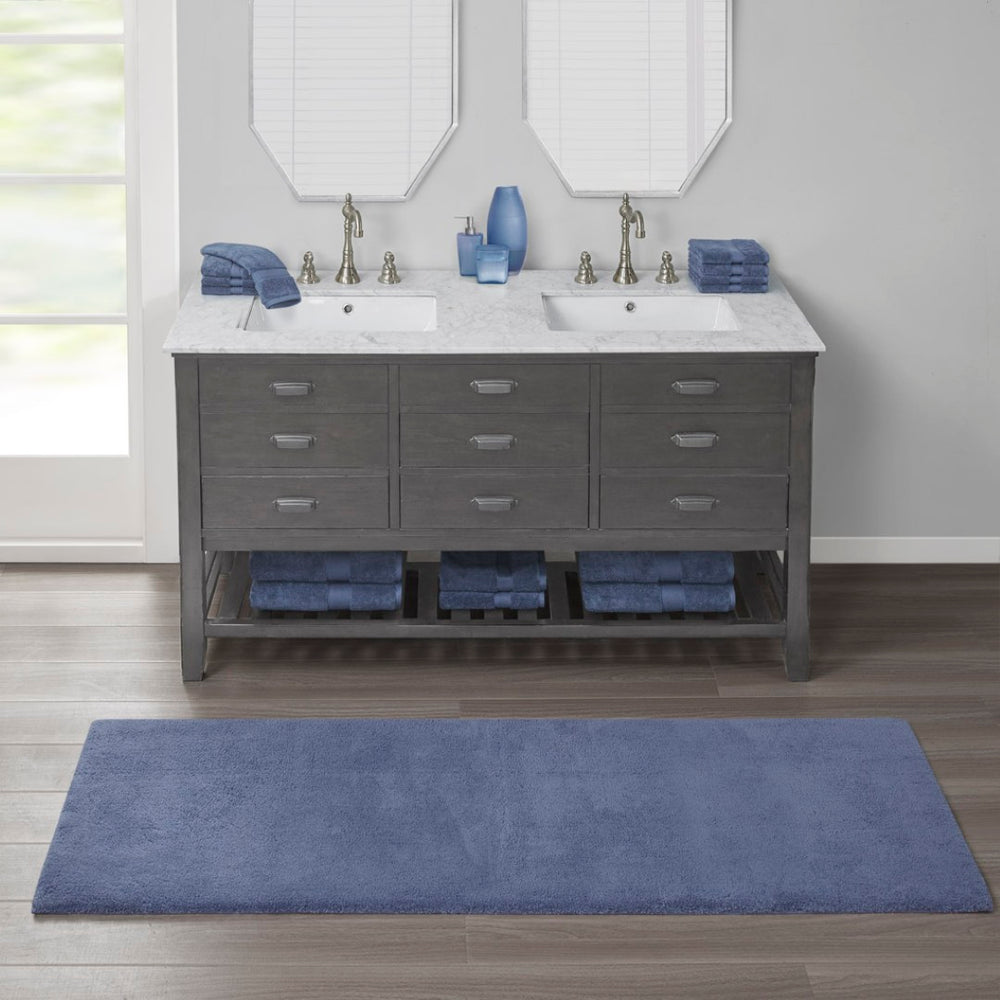 English Elm Bath Rug High Pile Tufted Polyester Mat with Quick Dry Non-skid Backing Oeko-tex B03599307