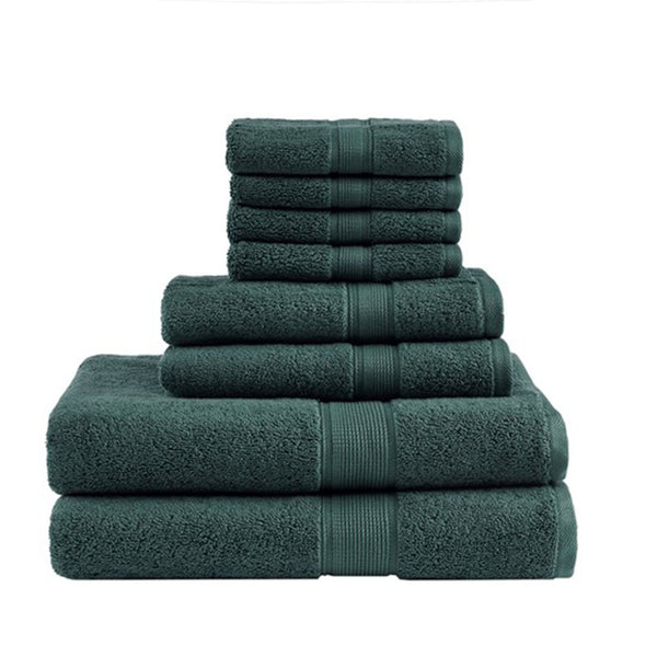 English Elm 100% Cotton Madison Park Signature 800GSM 8-Piece Towel Set - Luxurious, Ultra Absorbent, Antimicrobial Protection Dark Green 14.17 L x 10.63 W x 8.27 H B03599333