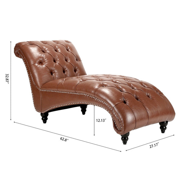 English Elm Tufted Pu Leather Armless Chaise with Birch Legs for Bedroom or Living Room W68041070