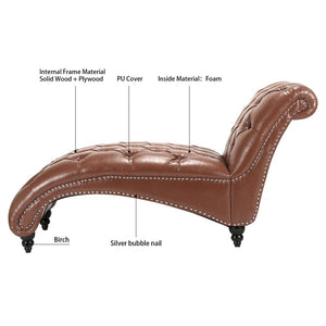 English Elm Tufted Pu Leather Armless Chaise with Birch Legs for Bedroom or Living Room W68041070