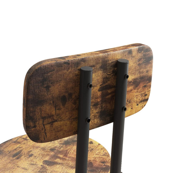 English Elm Bar Table Set with Two Backrest Stools Wood Grain Mdf Industrial Rustic Kitchen W57868883