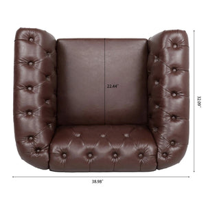 English Elm 1 Seater Chesterfield Pu Leather Accent Chair Tufted for Reading or Home Office W68047176