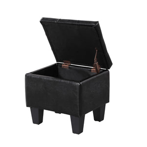 English Elm Large Storage Ottoman Bench Set with 3-Piece Tufted Linen Ottomans, Hidden Storage, 250lb Capacity Black W142083040