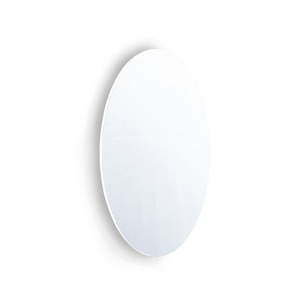 English Elm Frameless Oval Beveled Wall Mirror 25" HD Makeup Mirror White MDF Glass Minimalist Design W760P356153