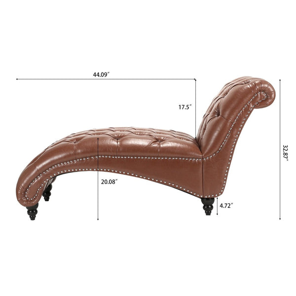 English Elm Tufted Pu Leather Armless Chaise with Birch Legs for Bedroom or Living Room W68041070