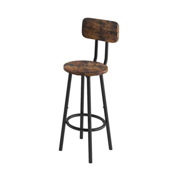 English Elm Bar Table Set with Two Backrest Stools Wood Grain Mdf Industrial Rustic Kitchen W57868883
