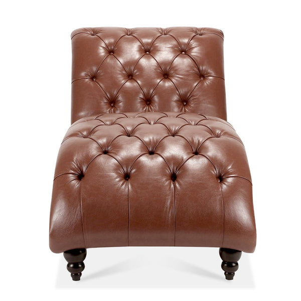 English Elm Tufted Pu Leather Armless Chaise with Birch Legs for Bedroom or Living Room W68041070