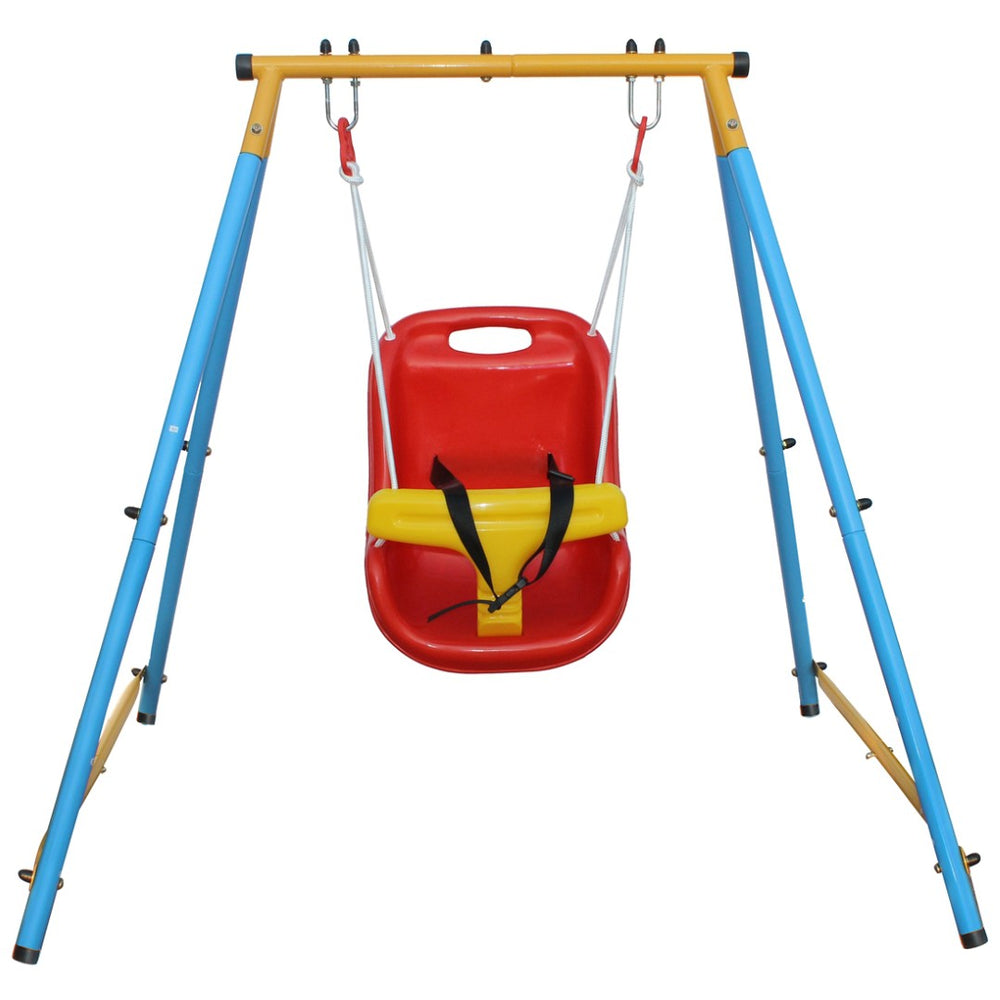 English Elm Baby Toddler A-frame Steel Swing Set with Safety Seat for Indoor Outdoor Play W1408102855