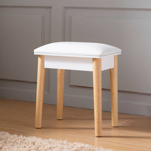 Hearth and Haven Sold Wood Vanity Table Stool, Dressing Stool For Makeup with Pu, White Finish W760102865